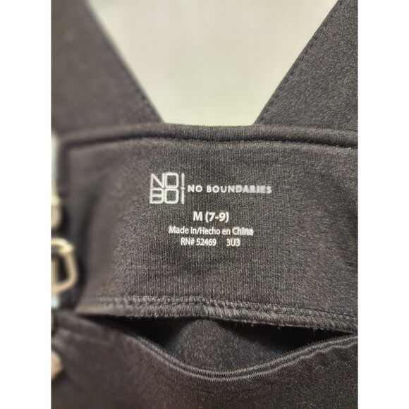 No Boundaries Womens Black Medium Bib Overalls Cargo Jumpsuit Soft Relaxed Cozy - Picture 9 of 16